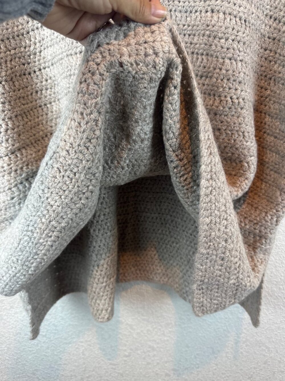 Eileen Fisher 2X 100% Baby Alpaca Knit Sweater Poncho Taupe Beige Peru - Picture 6 of 12